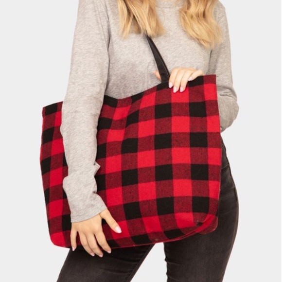 COPY - Buffalo Plaid Check Tote Bag - Picture 1 of 2